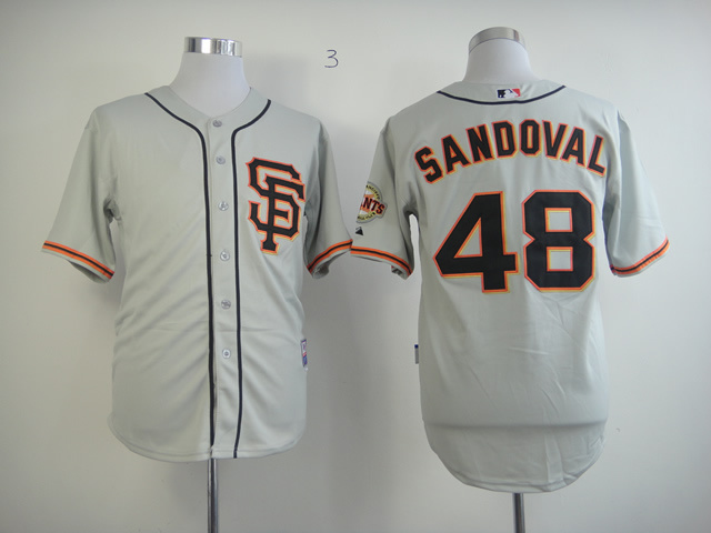 Men San Francisco Giants #48 Sandoval Grey MLB Jerseys->san francisco giants->MLB Jersey